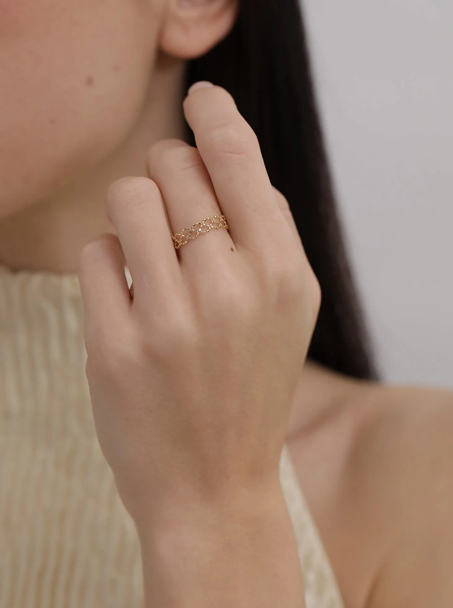 Lace Thin Ring / 18K Solid Gold sold by Nyrelle Jewelry product image thumbnail 4