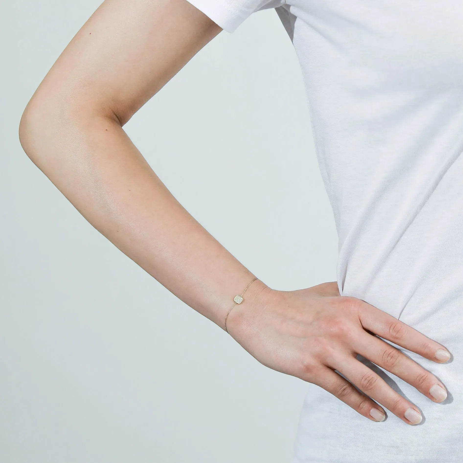 Pavé Diamond Square Bracelet / 9K and 18K Solid Gold sold by Nyrelle Jewelry product image thumbnail 4