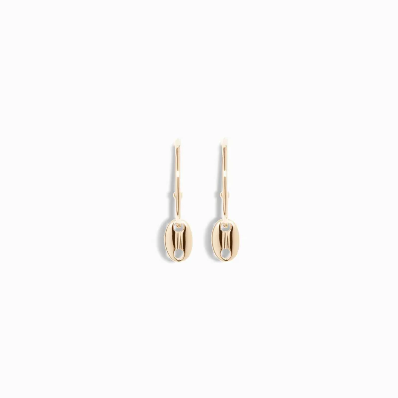 Coffee Bean Charm Hoop Earrings / 9K and 18K Solid Gold made by Nyrelle Jewelry