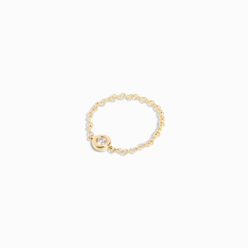 Bezel-set Diamond Chain Ring / 9K and 18K Solid Gold sold by Nyrelle Jewelry