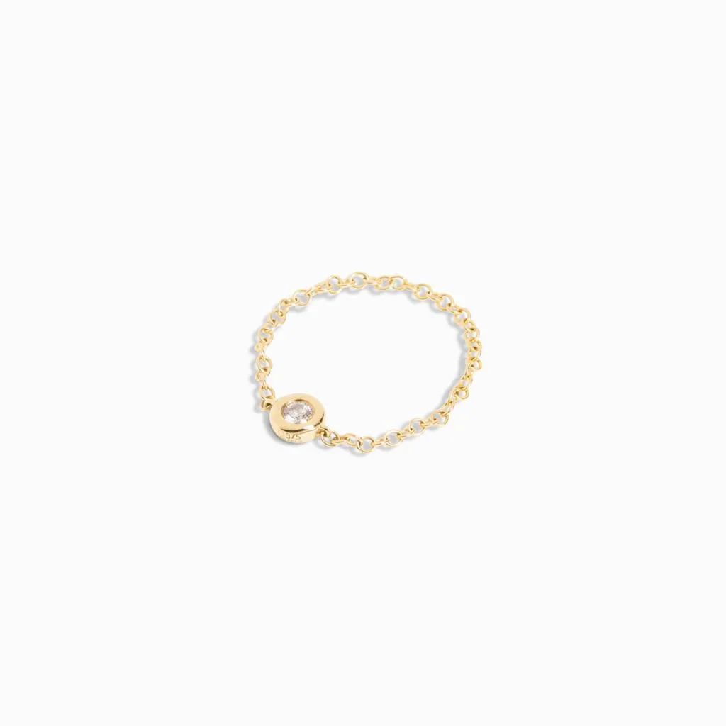 Bezel-set Diamond Chain Ring / 9K and 18K Solid Gold sold by Nyrelle Jewelry