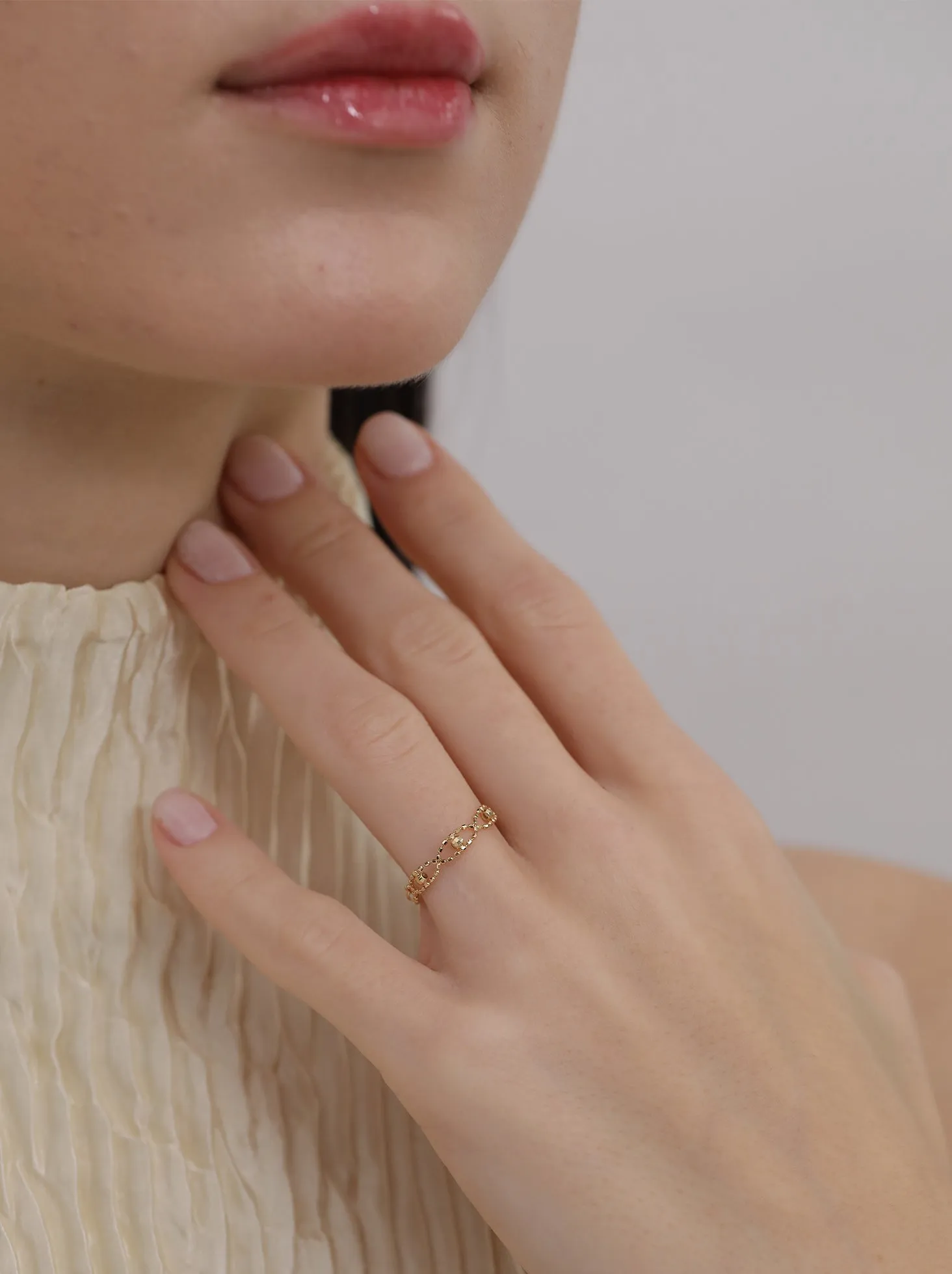 Beaded Lace Thin Ring / 18K Solid Gold sold by Nyrelle Jewelry product image thumbnail 3