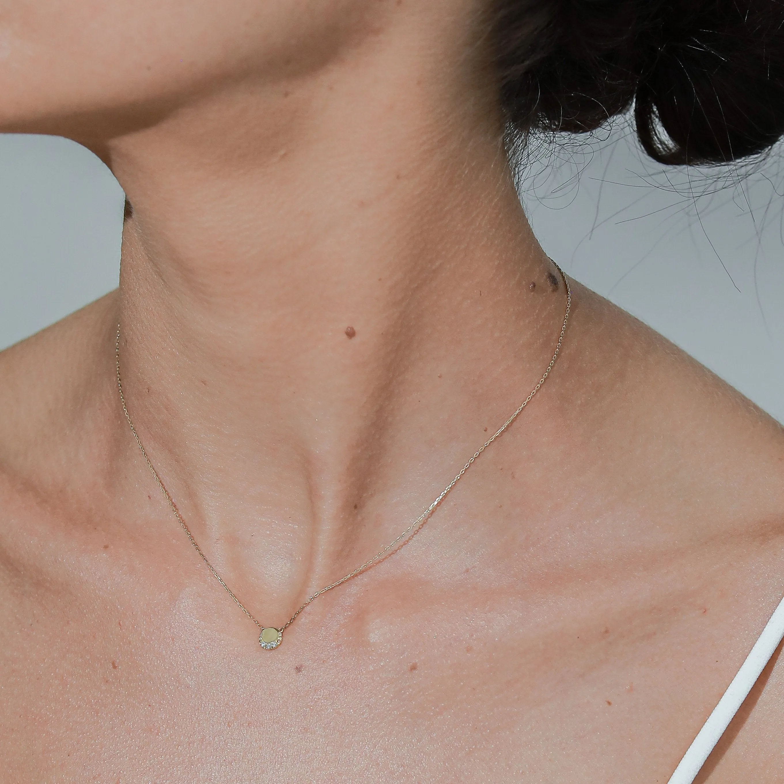 Diamond Eclipse Necklace / 9K and 18K Solid Gold sold by Nyrelle Jewelry product image thumbnail 4