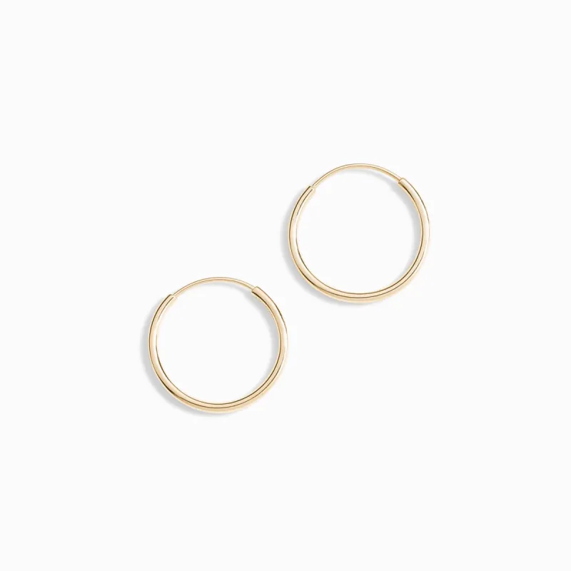 Thin Mini Hoop Earrings / 9K and 18K Solid Gold sold by Nyrelle Jewelry
