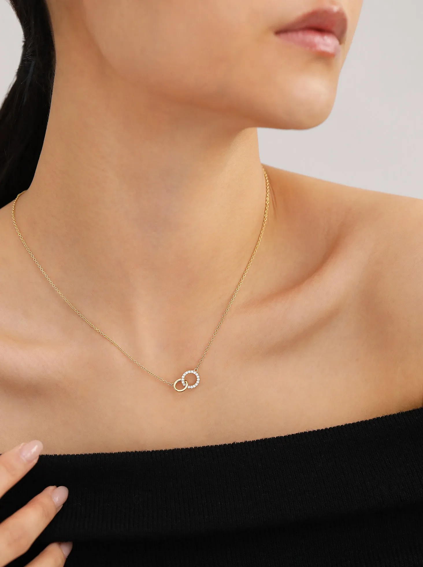 Infinity Pavé Diamond Necklace / 9K and 18K Solid Gold sold by Nyrelle Jewelry product image thumbnail 5