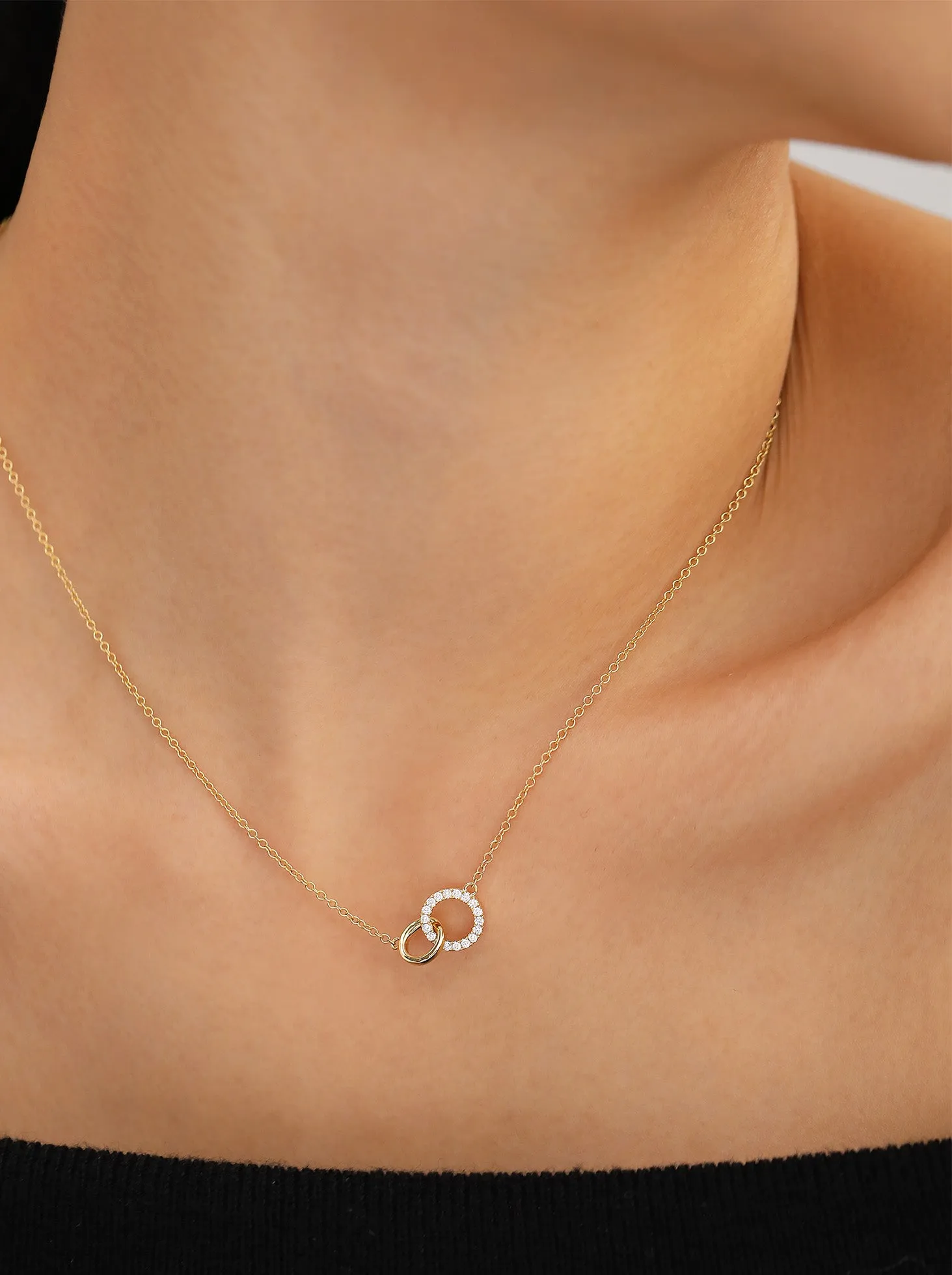 Infinity Pavé Diamond Necklace / 9K and 18K Solid Gold sold by Nyrelle Jewelry product image thumbnail 4