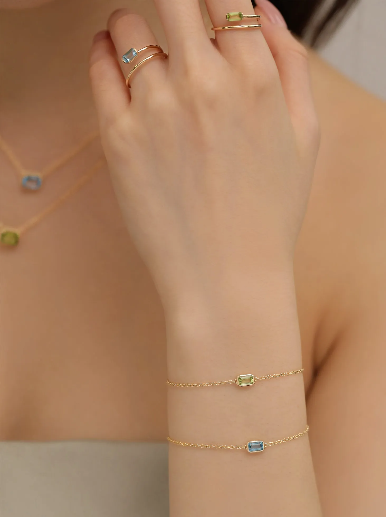 Blue Topaz Chain Bracelet /9K and 18K Solid Gold sold by Nyrelle Jewelry product image thumbnail 5