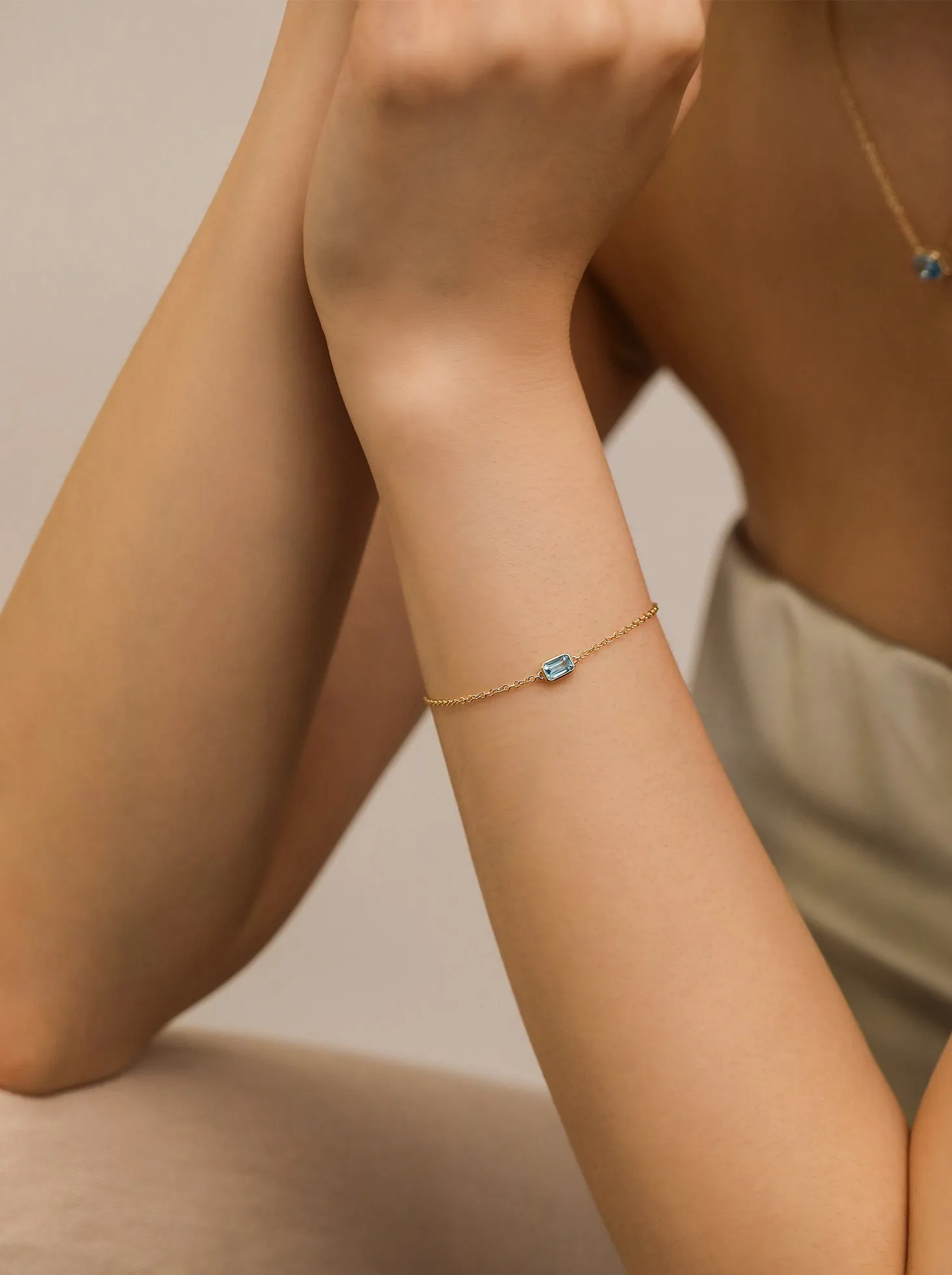 Blue Topaz Chain Bracelet /9K and 18K Solid Gold sold by Nyrelle Jewelry product image thumbnail 3