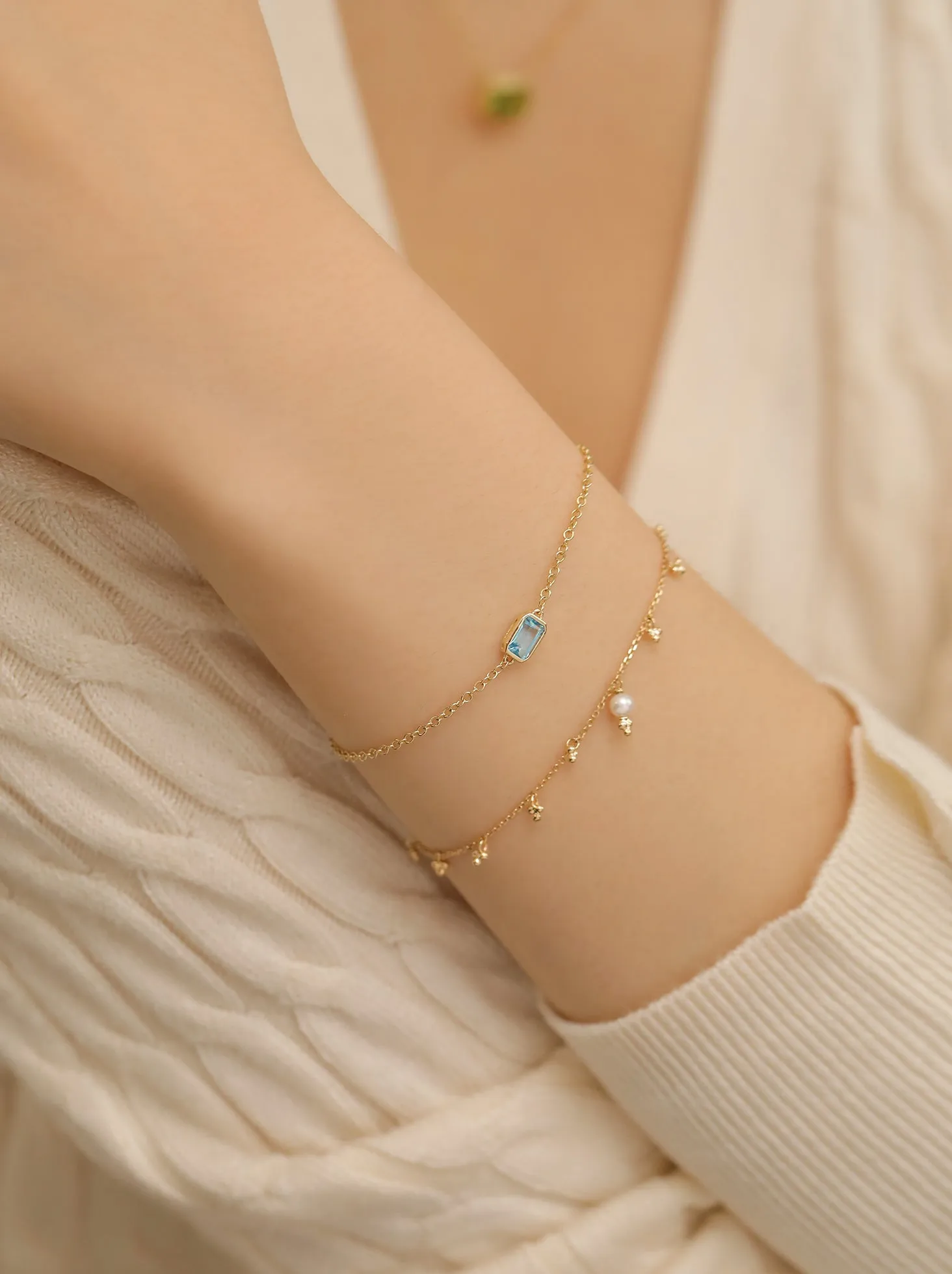 Blue Topaz Chain Bracelet /9K and 18K Solid Gold sold by Nyrelle Jewelry product image thumbnail 4