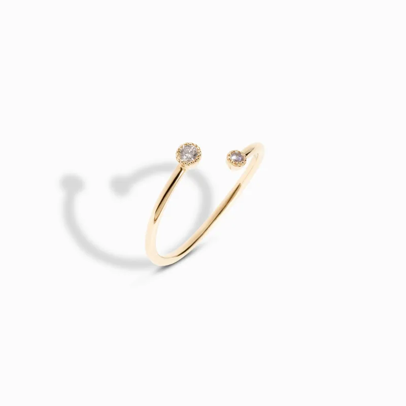 Duet Diamond Ring / 9K and 18K Solid Gold sold by Nyrelle Jewelry
