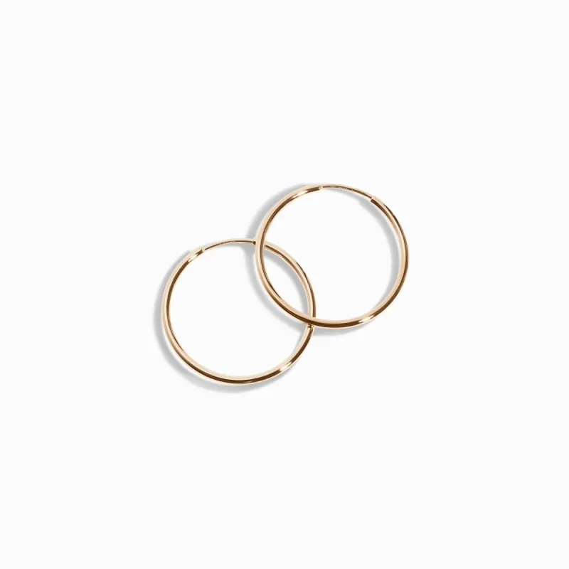 Thin Midi Hoop Earrings / 9K and 18K Solid Gold sold by Nyrelle Jewelry