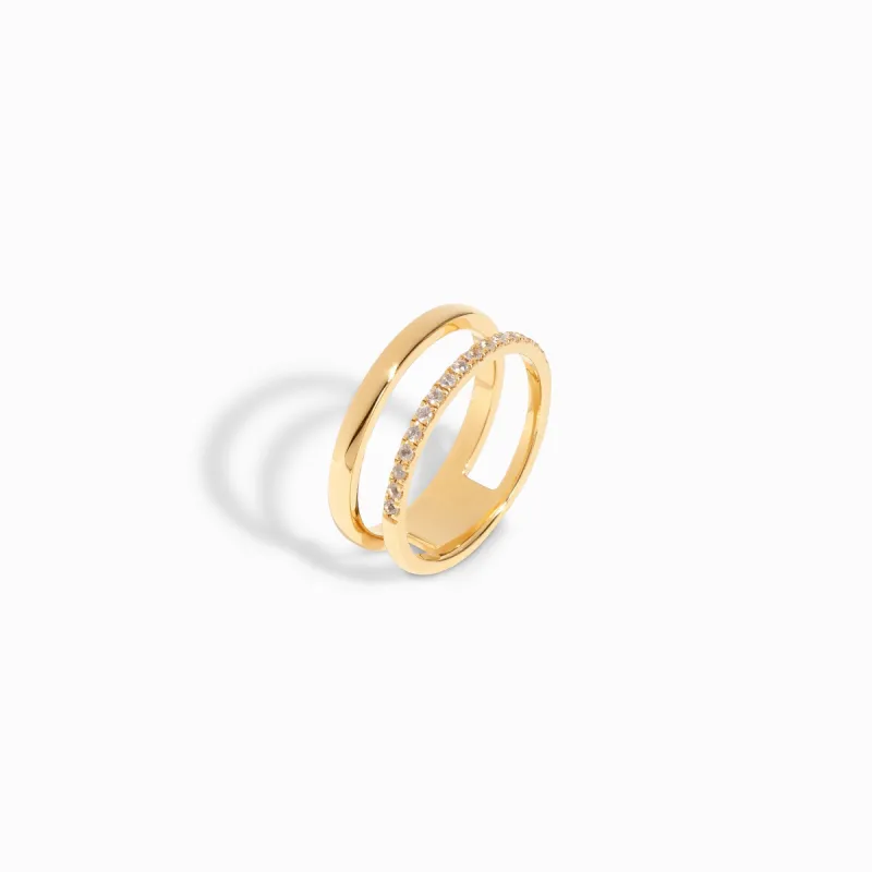 White Sapphire Double Line Ring / Vermeil sold by Nyrelle Jewelry