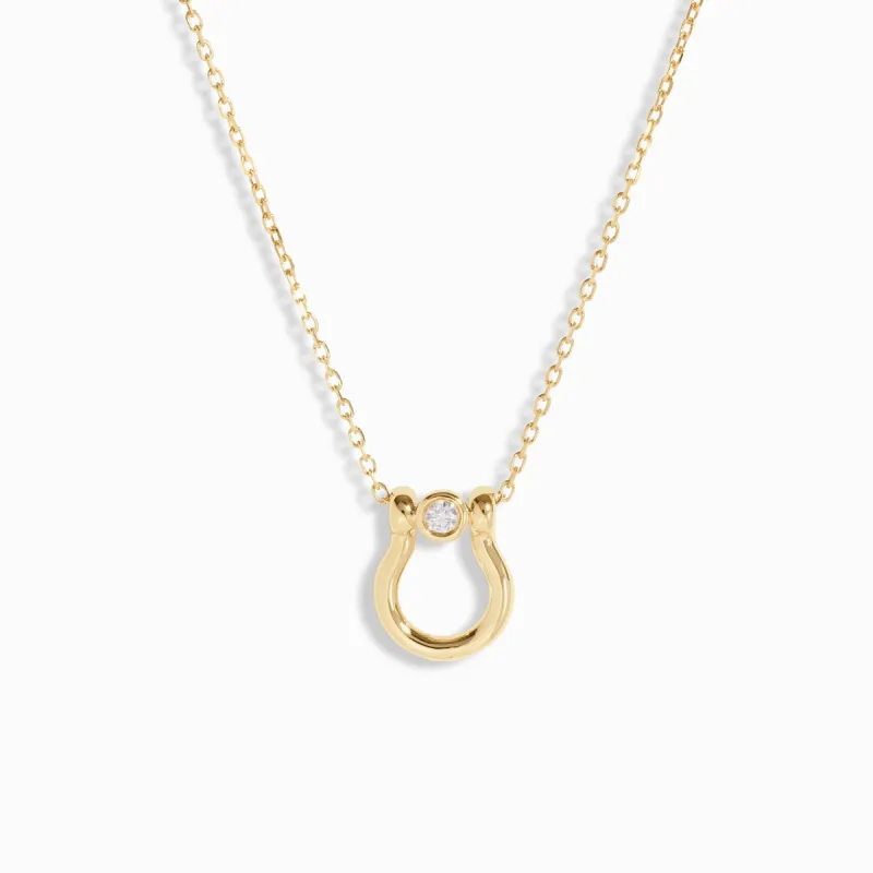Lyre Diamond Necklace / 9K and 18K Solid Gold sold by Nyrelle Jewelry