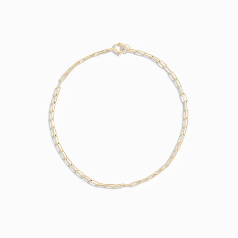 Thin Link Chain Bracelet / 18K Solid Gold sold by Nyrelle Jewelry