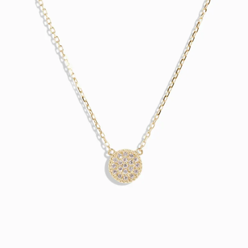 Pavé Diamond Circle Necklace / 9K and 18K Solid Gold sold by Nyrelle Jewelry