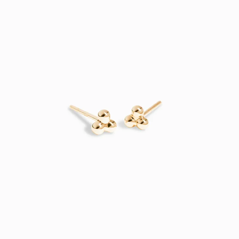 Trinity Bead Studs / 9K and 18K Solid Gold sold by Nyrelle Jewelry