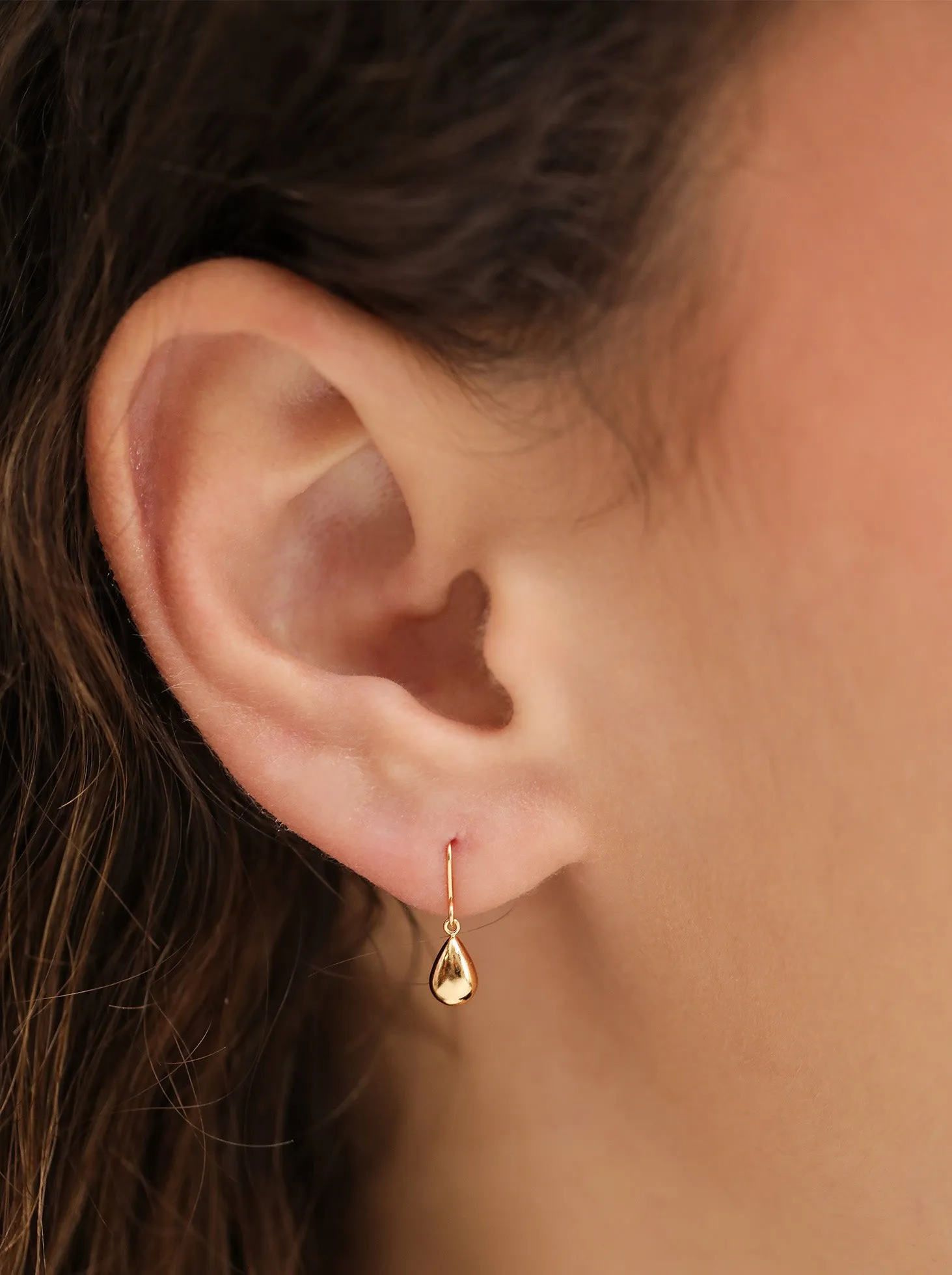 Teardrop Charm Earrings / 18K Solid Gold sold by Nyrelle Jewelry