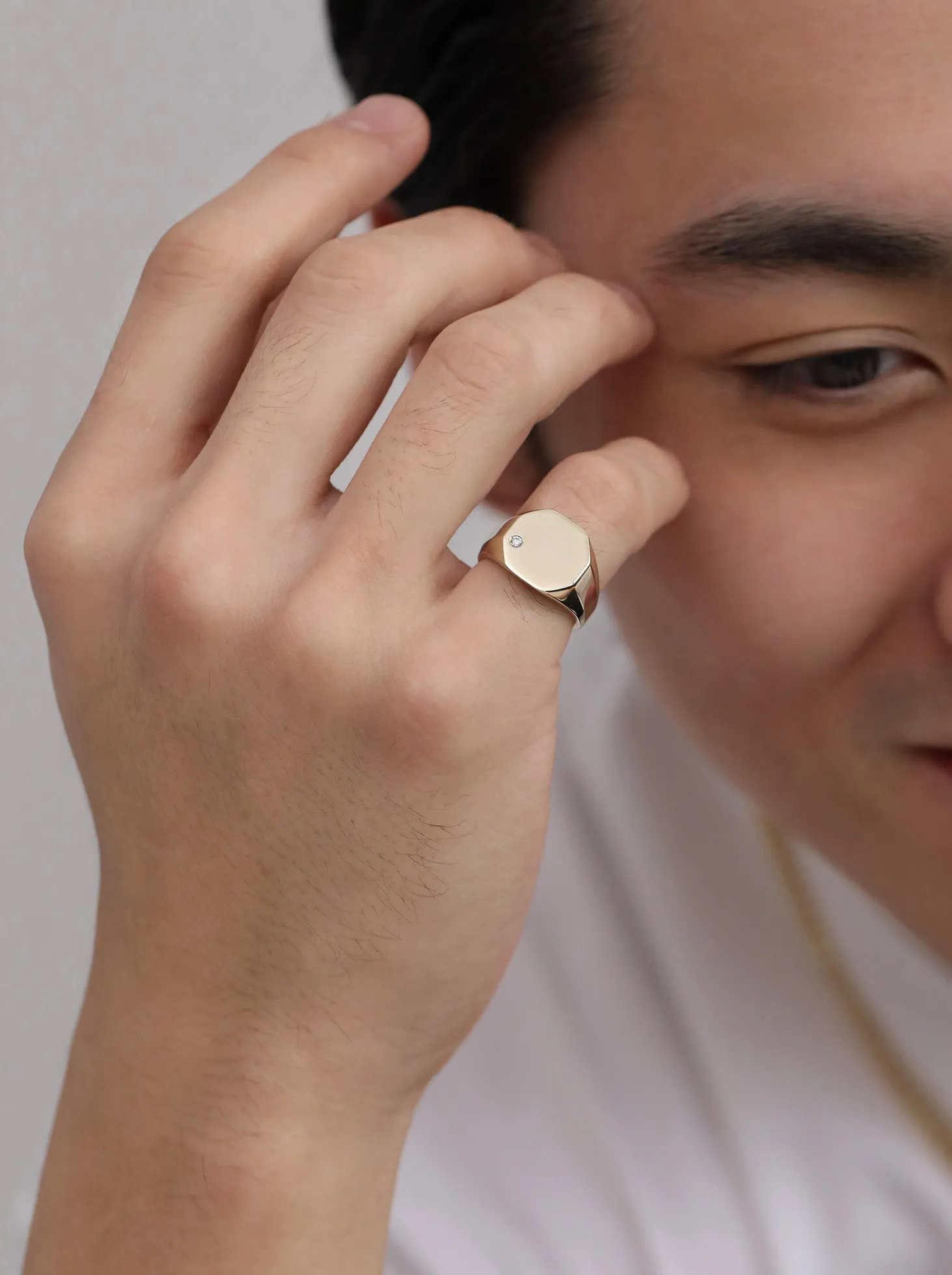 Octagon Signet Ring (Men's) / 9K and 18K Solid Gold sold by Nyrelle Jewelry product image thumbnail 5