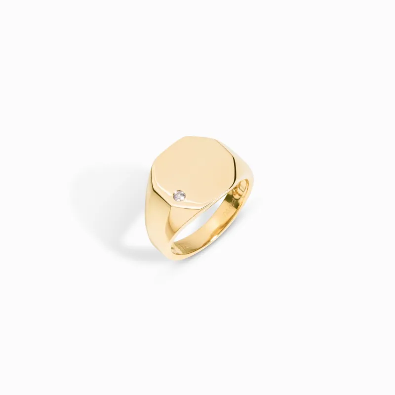 Octagon Signet Ring (Men's) / 9K and 18K Solid Gold sold by Nyrelle Jewelry