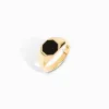 Black Onyx Slim Octagon Signet Ring (Men's) / 9K and 18K Solid Gold sold by Nyrelle Jewelry
