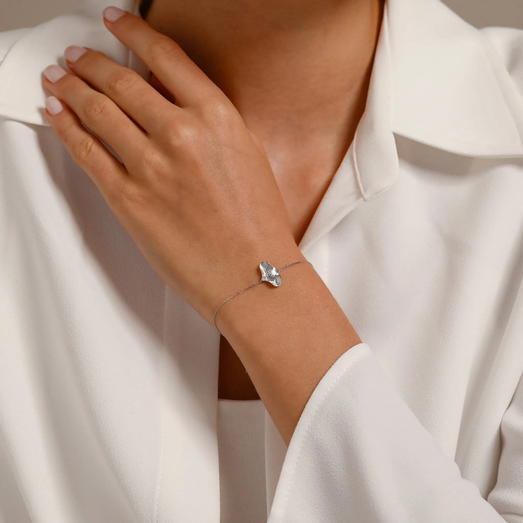 Ginkgo Bracelet / 9K and 18K Solid Gold sold by Nyrelle Jewelry product image thumbnail 5