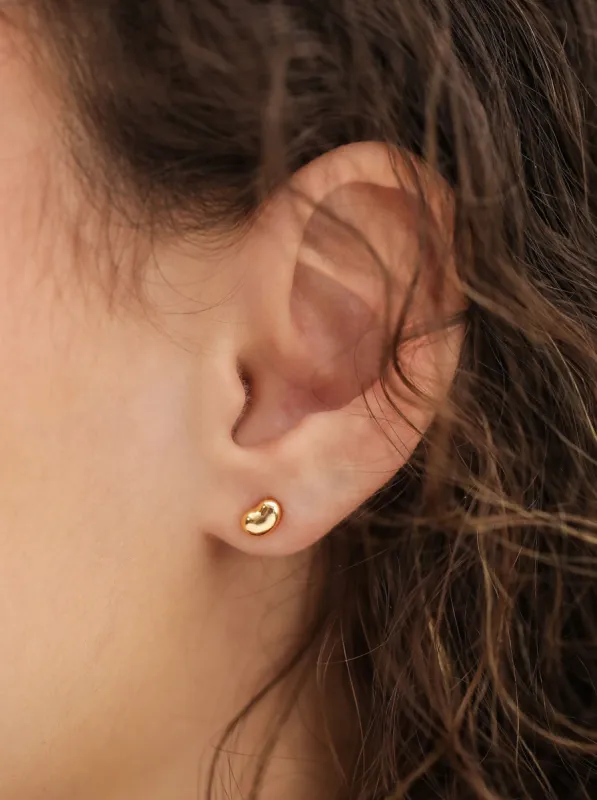 Bean Studs / 18K Solid Gold sold by Nyrelle Jewelry