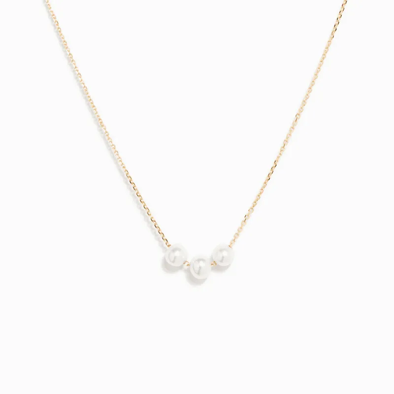 Trio Pearl Necklace / 9K and 18K Solid Gold sold by Nyrelle Jewelry