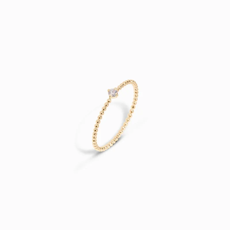 Mini Beaded Diamond Ring / 9K and 18K Solid Gold sold by Nyrelle Jewelry