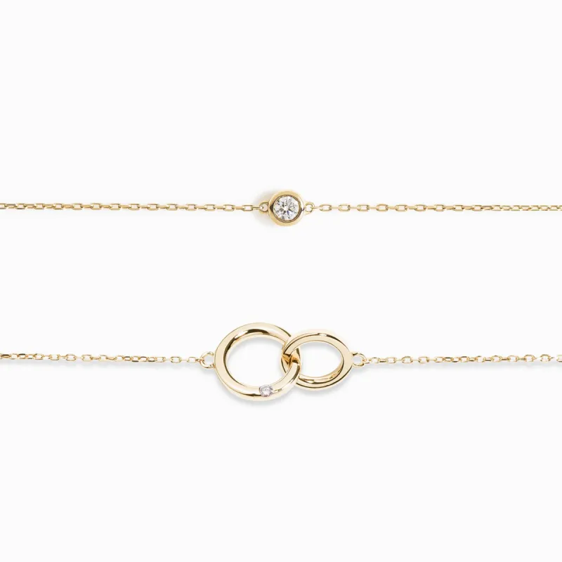 Diamond Bracelet Stack Set / 9K Yellow Solid Gold sold by Nyrelle Jewelry