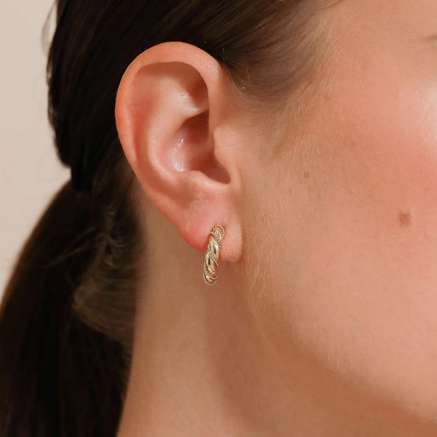 Pretzel Dome Hoops / 9K and 18K Solid Gold sold by Nyrelle Jewelry product image thumbnail 4