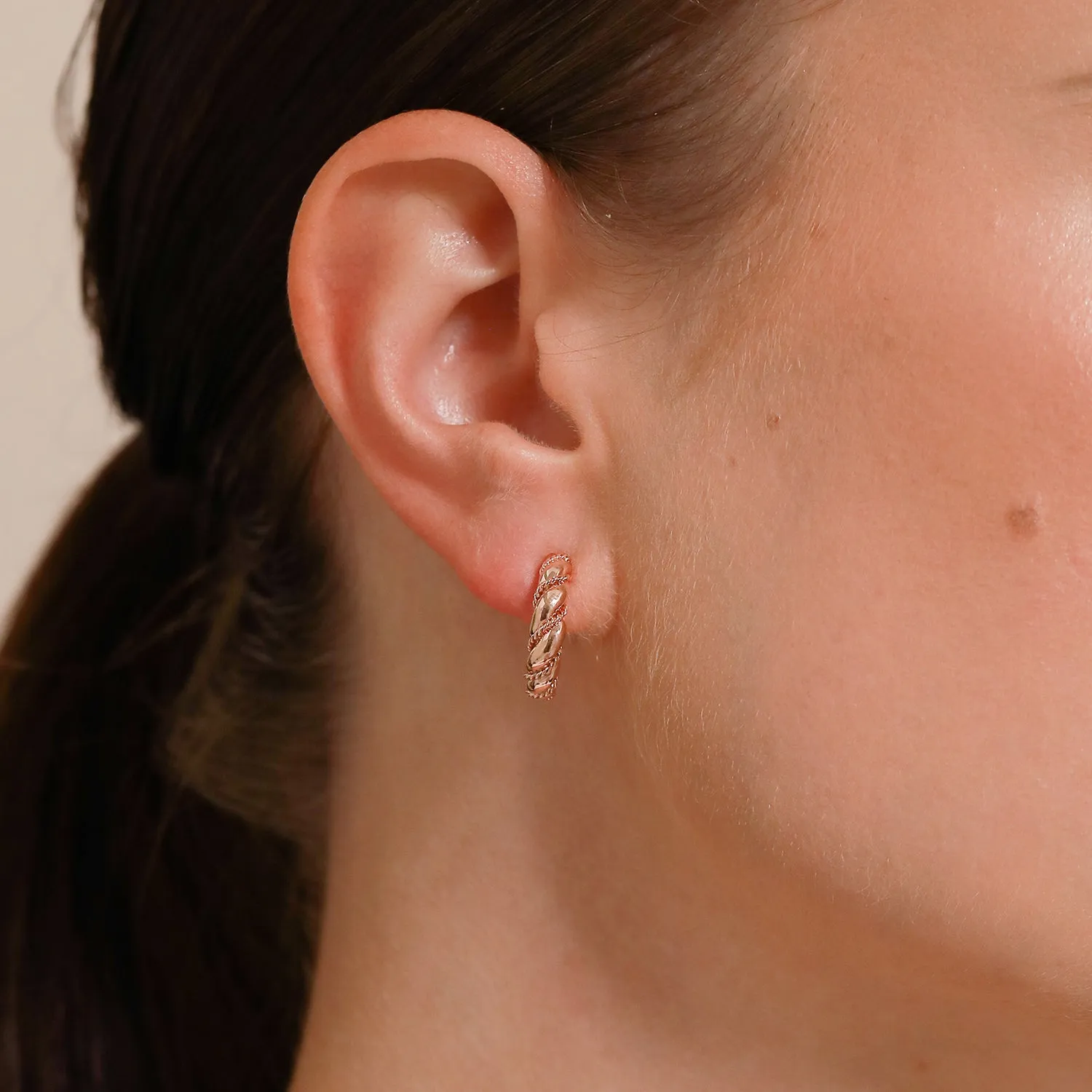 Pretzel Dome Hoops / 9K and 18K Solid Gold sold by Nyrelle Jewelry product image thumbnail 5