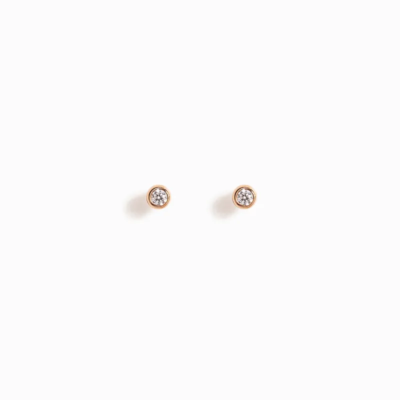 Bezel-Set Mini Diamond Studs / 9K and 18K Solid Gold sold by Nyrelle Jewelry