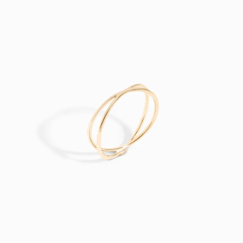 Narrow Criss Cross Ring / 9K and 18K Solid Gold sold by Nyrelle Jewelry