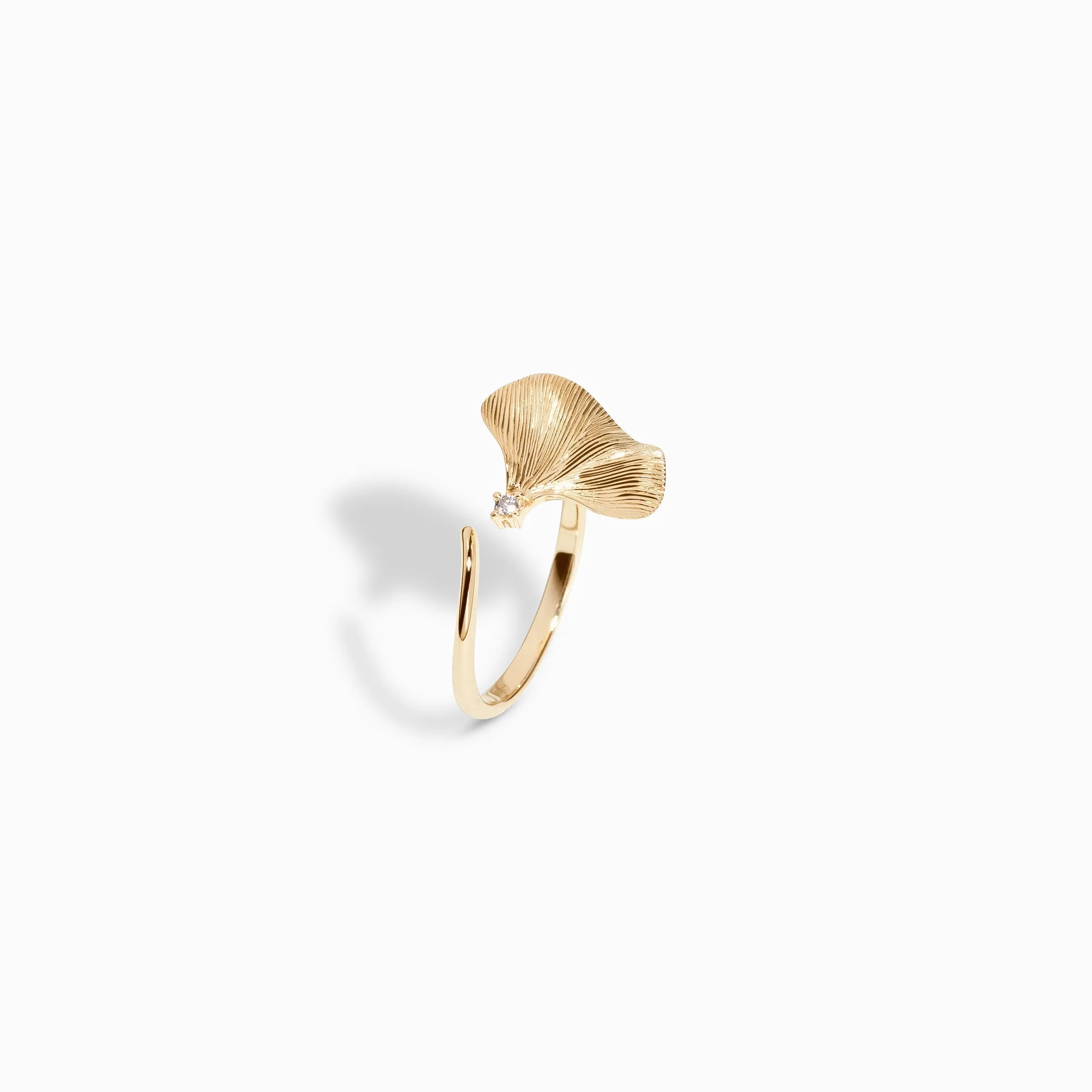 Ginkgo Ring / 9K and 18K Solid Gold sold by Nyrelle Jewelry
