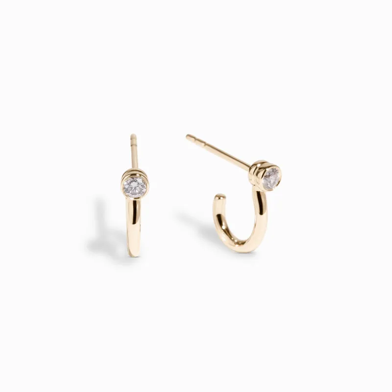Lyre Diamond Earrings / 9K and 18K Solid Gold sold by Nyrelle Jewelry