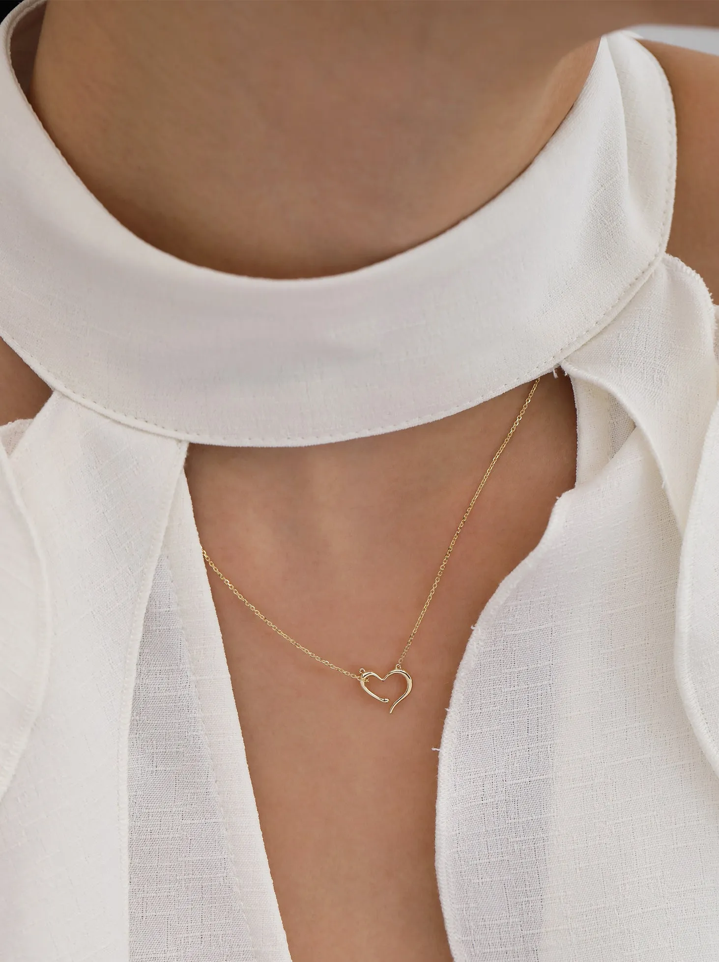 Open Heart Necklace / 9K and 18K Solid Gold sold by Nyrelle Jewelry product image thumbnail 5