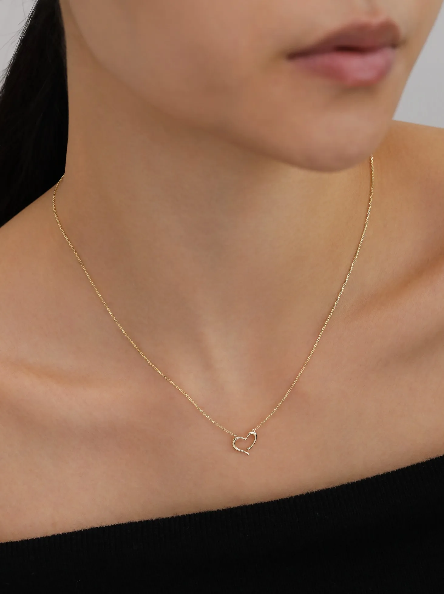 Open Heart Necklace / 9K and 18K Solid Gold sold by Nyrelle Jewelry product image thumbnail 3