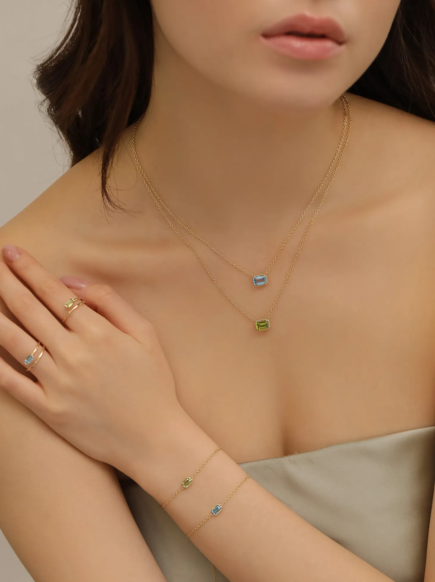 Blue Topaz Chain Necklaces /9K and 18K Solid Gold sold by Nyrelle Jewelry product image thumbnail 5