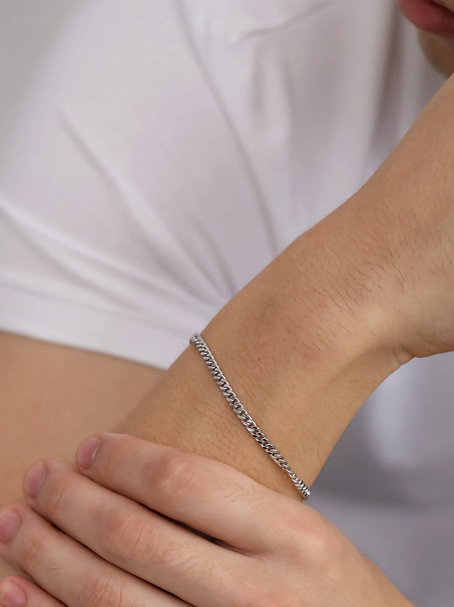 Omega Chain Bracelet (Men's) / 18K Solid White Gold sold by Nyrelle Jewelry product image thumbnail 2