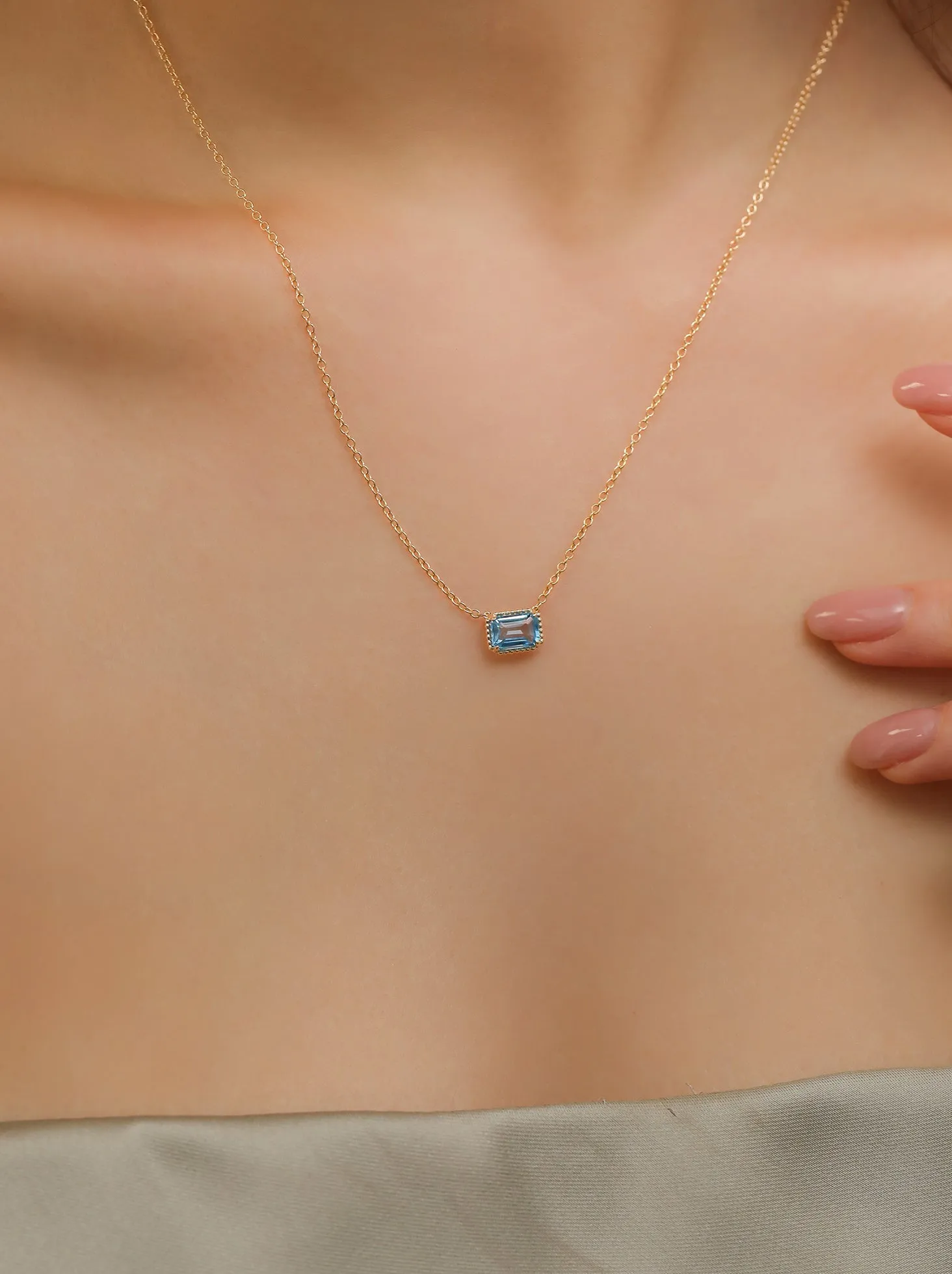 Blue Topaz Chain Necklaces /9K and 18K Solid Gold sold by Nyrelle Jewelry product image thumbnail 2