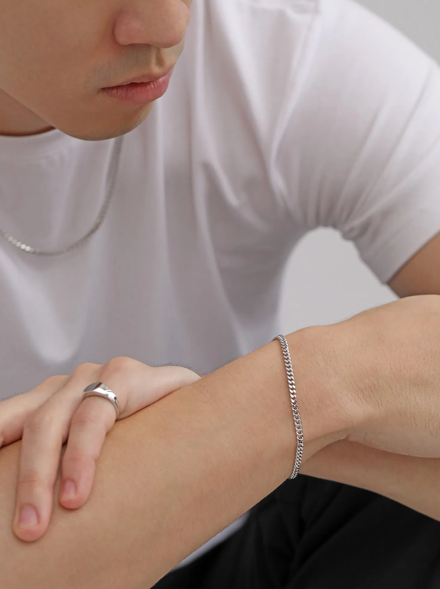 Omega Chain Bracelet (Men's) / 18K Solid White Gold sold by Nyrelle Jewelry product image thumbnail 4