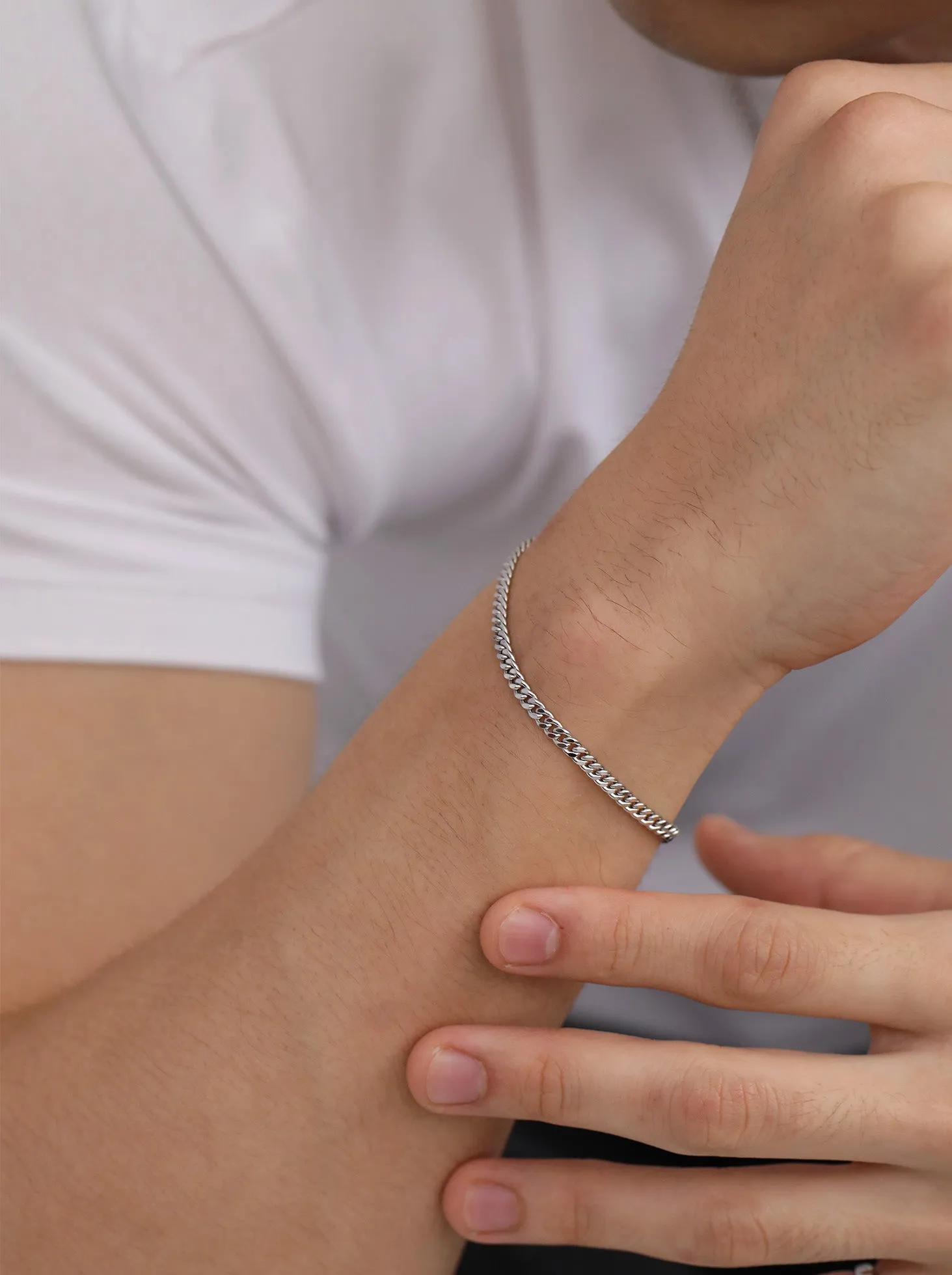 Omega Chain Bracelet (Men's) / 18K Solid White Gold sold by Nyrelle Jewelry product image thumbnail 3