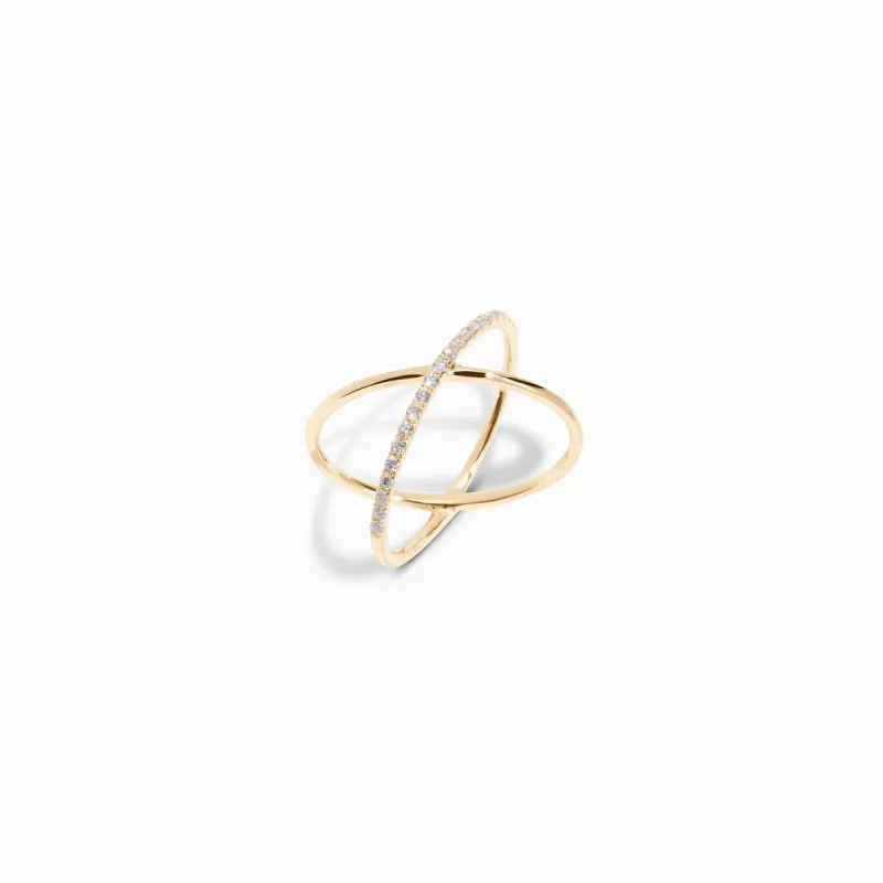 Diamond Criss Cross Ring / 9K and 18K Solid Gold sold by Nyrelle Jewelry