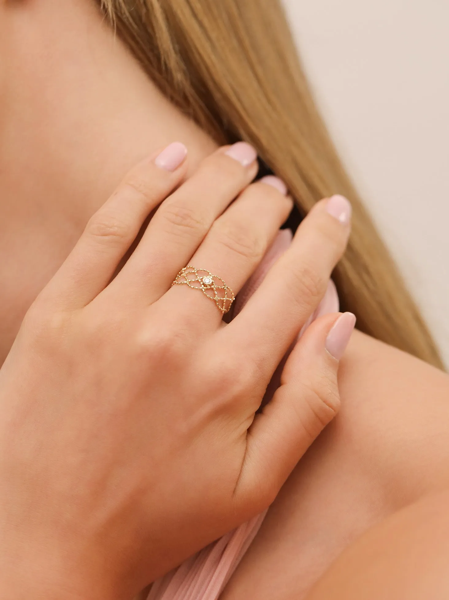 Lace Diamond Ring / 18K Solid Gold sold by Nyrelle Jewelry product image thumbnail 3