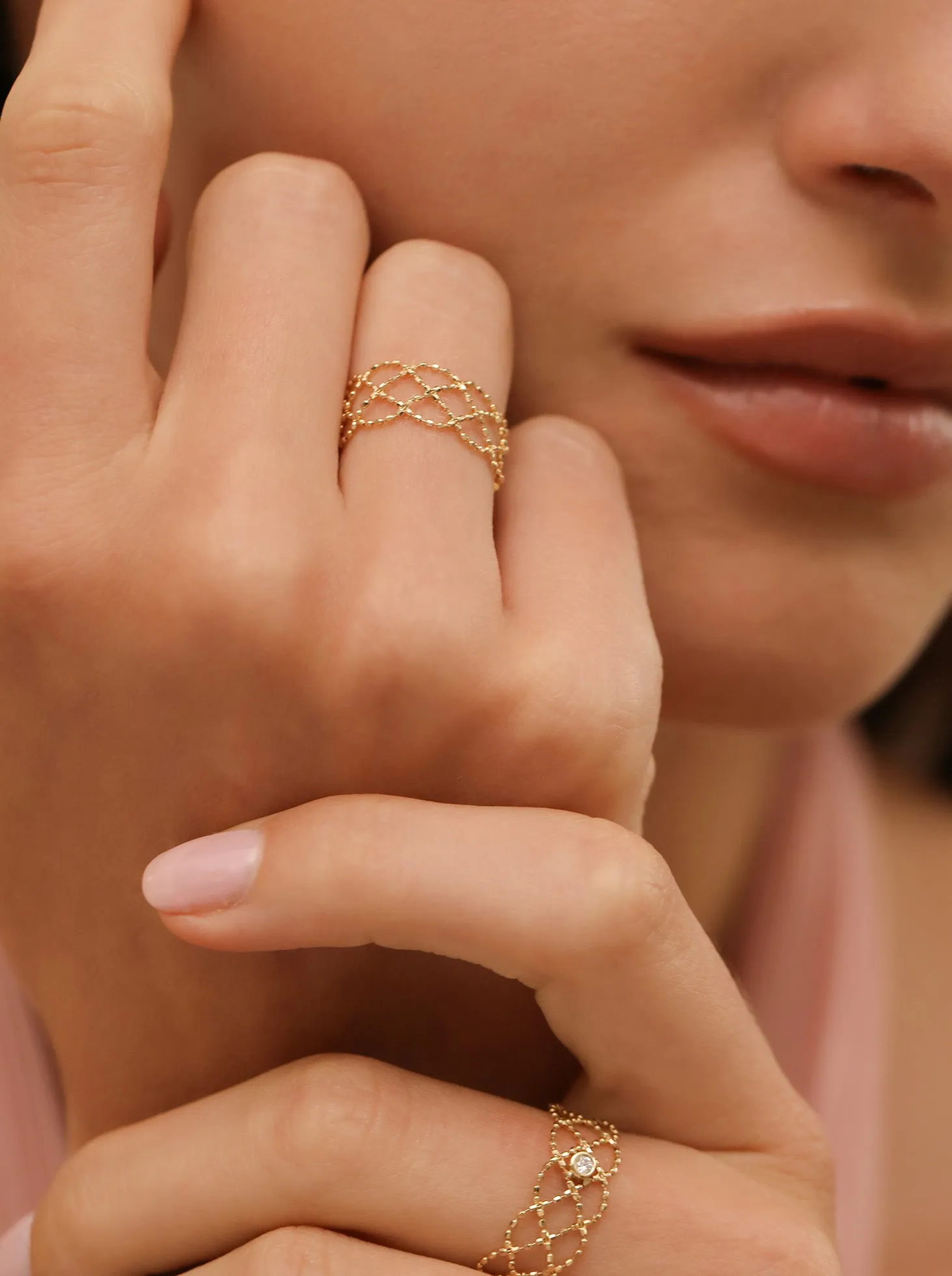 Lace Diamond Ring / 18K Solid Gold sold by Nyrelle Jewelry product image thumbnail 4