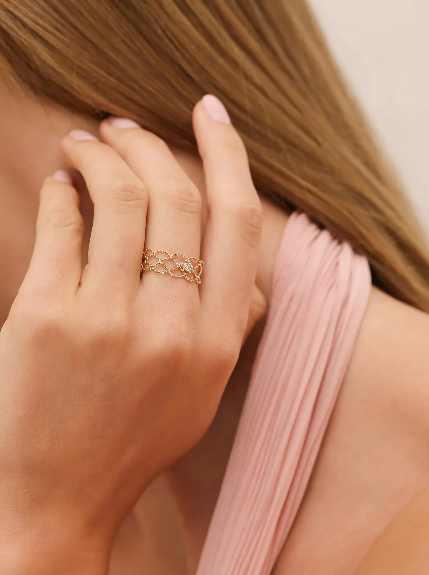 Lace Diamond Ring / 18K Solid Gold sold by Nyrelle Jewelry product image thumbnail 2