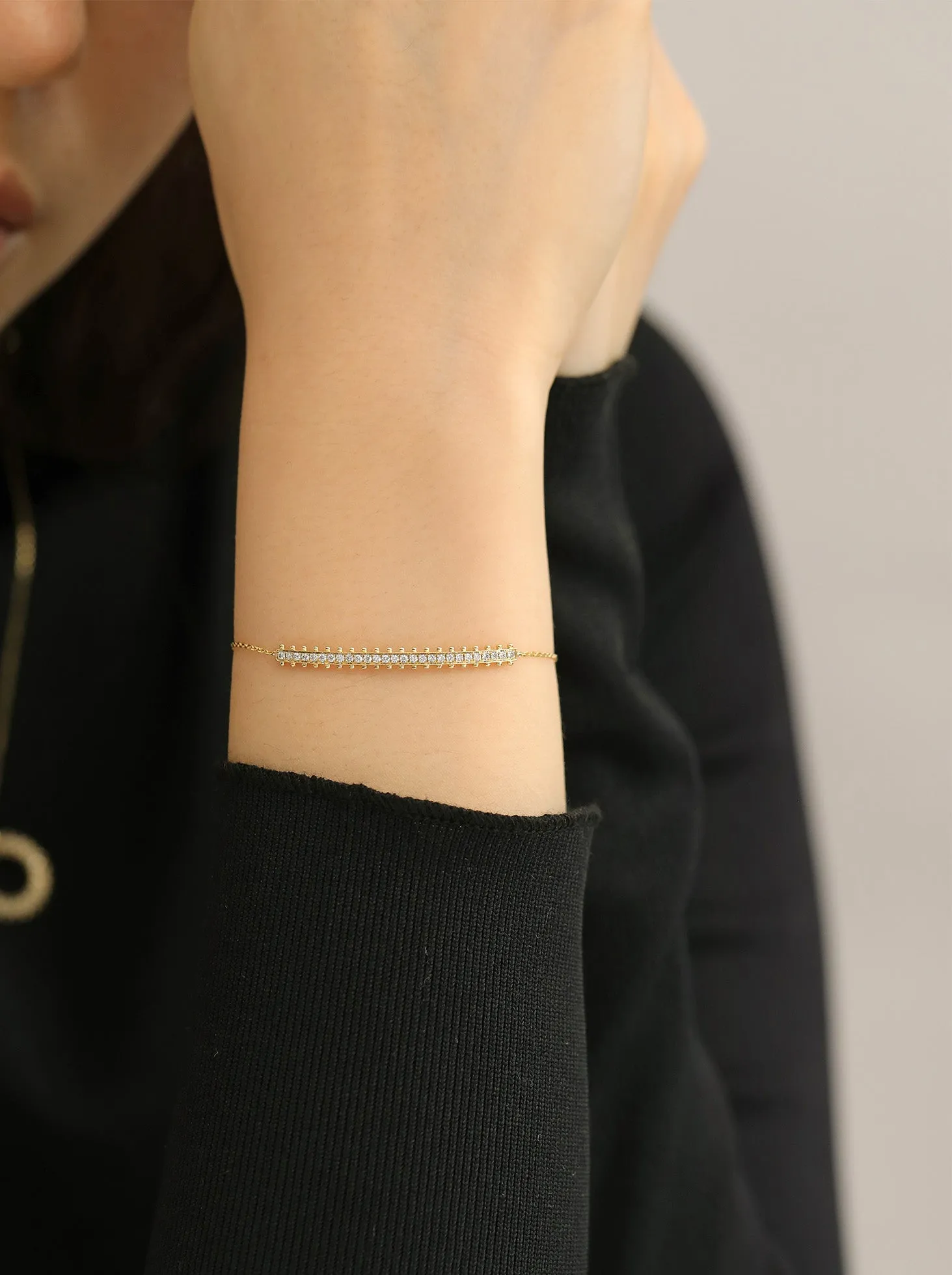 Waterlily Diamond Bar Bracelet / 9K and 18K Solid Gold sold by Nyrelle Jewelry product image thumbnail 4