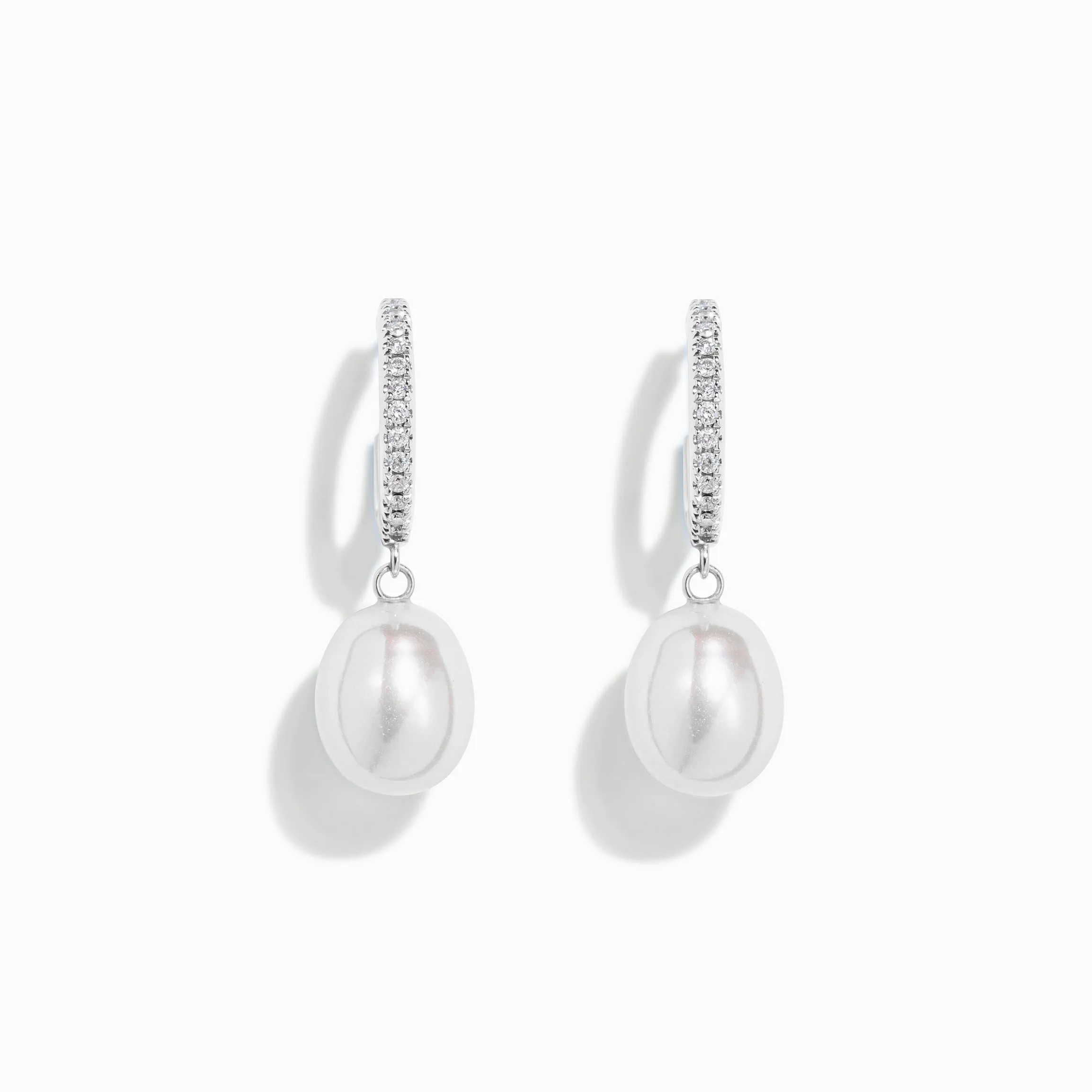 Pearl Drop Diamond Hoop Earrings sold by Nyrelle Jewelry product image thumbnail 2