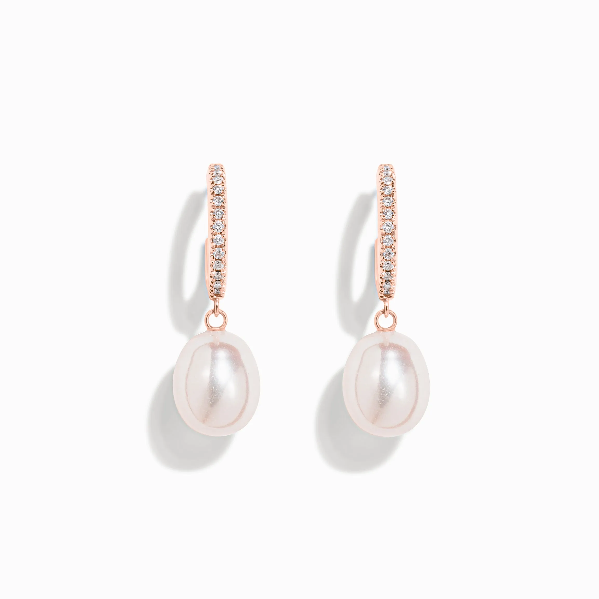 Pearl Drop Diamond Hoop Earrings sold by Nyrelle Jewelry product image thumbnail 3