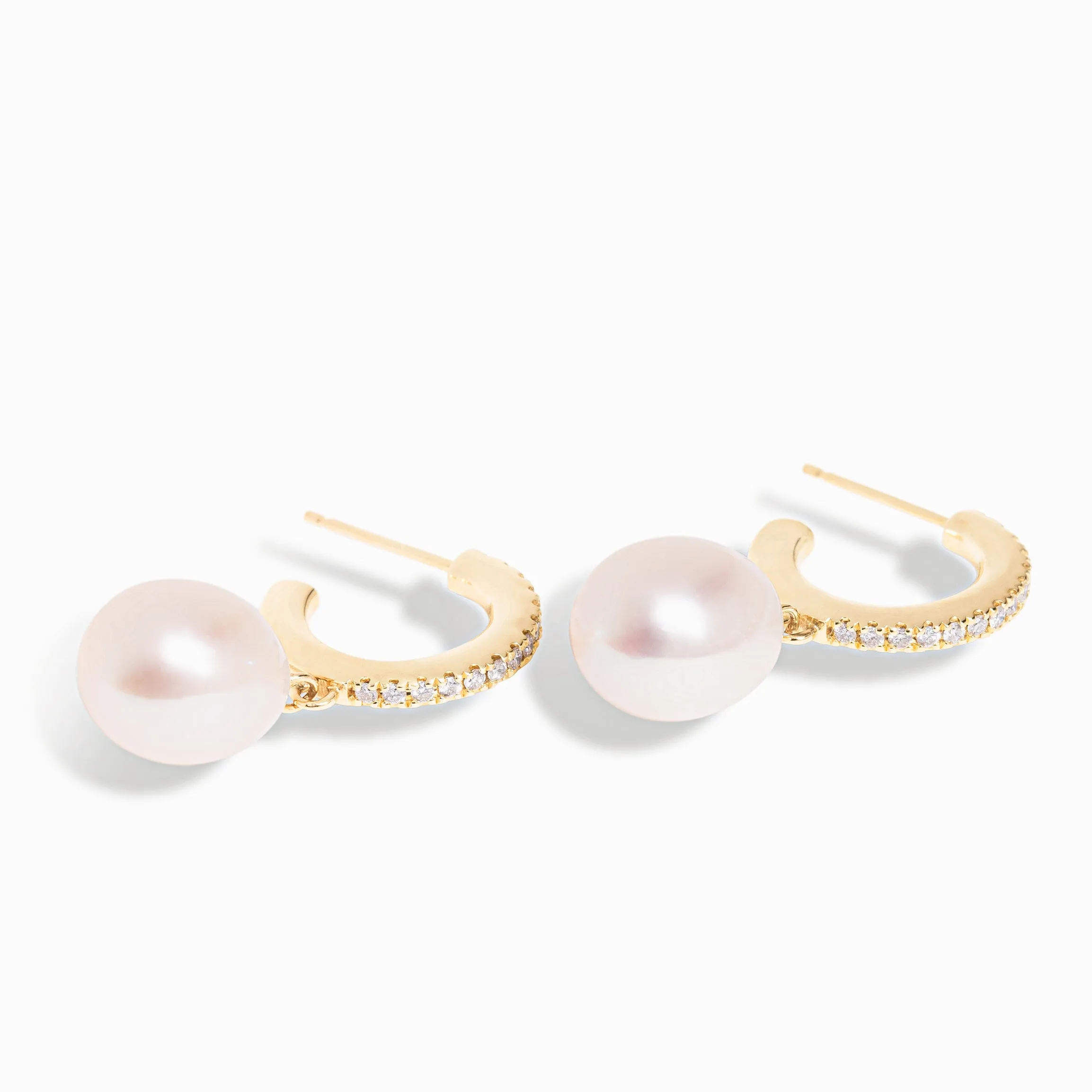 Pearl Drop Diamond Hoop Earrings sold by Nyrelle Jewelry product image thumbnail 4